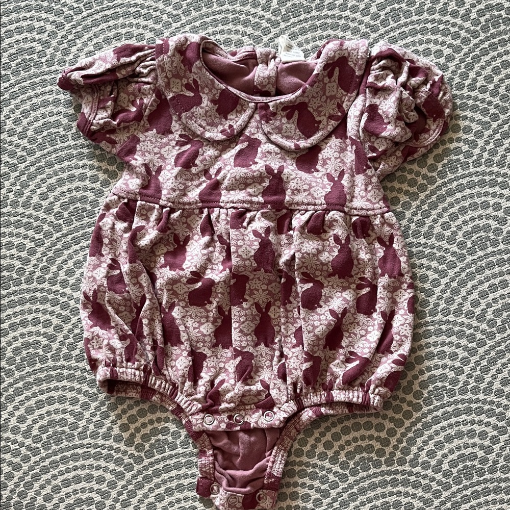 Kate Quinn Purple Baby Romper with Bunny Print